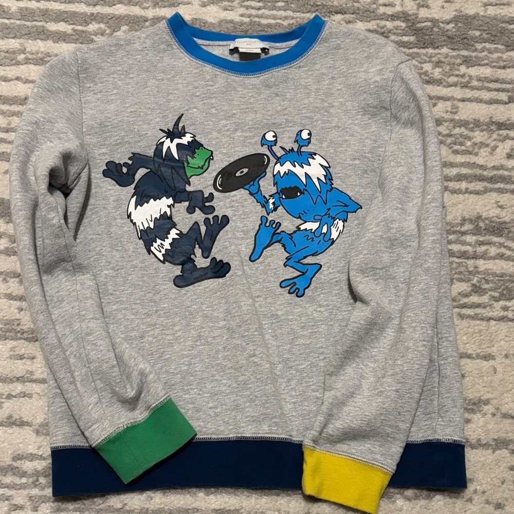 Stella McCartney Kids Gray Sweatshirt with Blue Trim